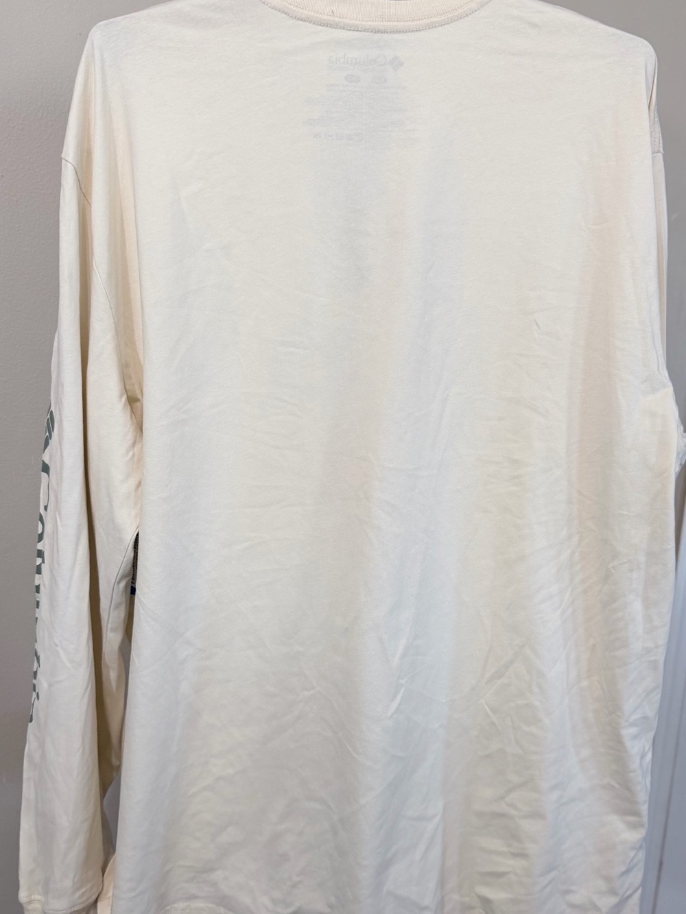 Columbia Men's 2XLT Beige Crew Neck Long Sleeve Cotton Knit Logo T-Shirt - Picture 2 of 6